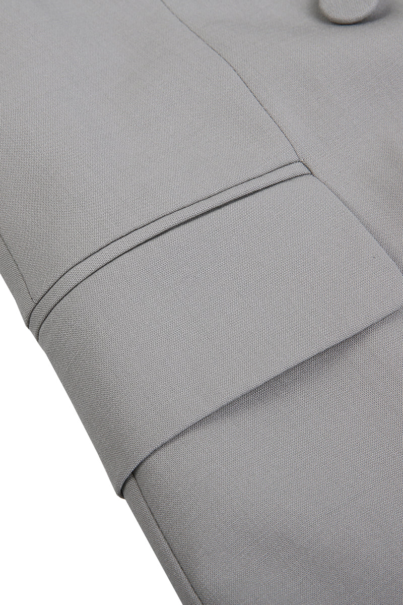 Grace Blazer Jacket With Belt - Grey | Made to Measure