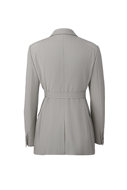 Grace Blazer Jacket With Belt - Grey | Made to Measure